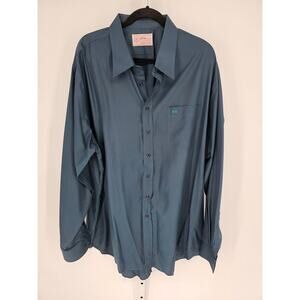 Nita Fashions Men's Button Down Long Sleeve Blue Collared Casual Shirt Size XXL